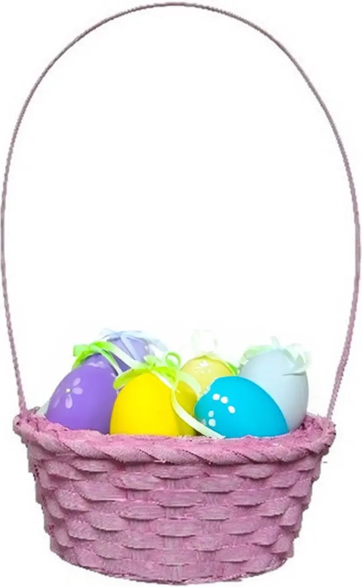 Kaemingk Rieten Paasmandje Roze - 3 Stuks D20xH38cm