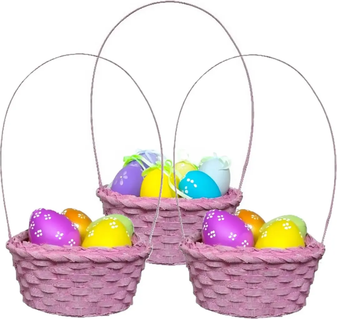 Kaemingk Rieten Paasmandje Roze