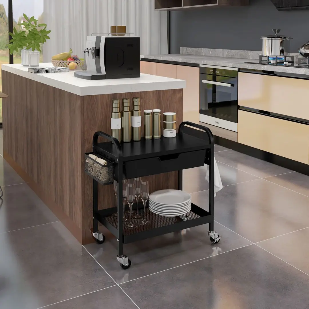 Homcom Rolwagen met lade 61x32,6x58,5cm - Schwarz
