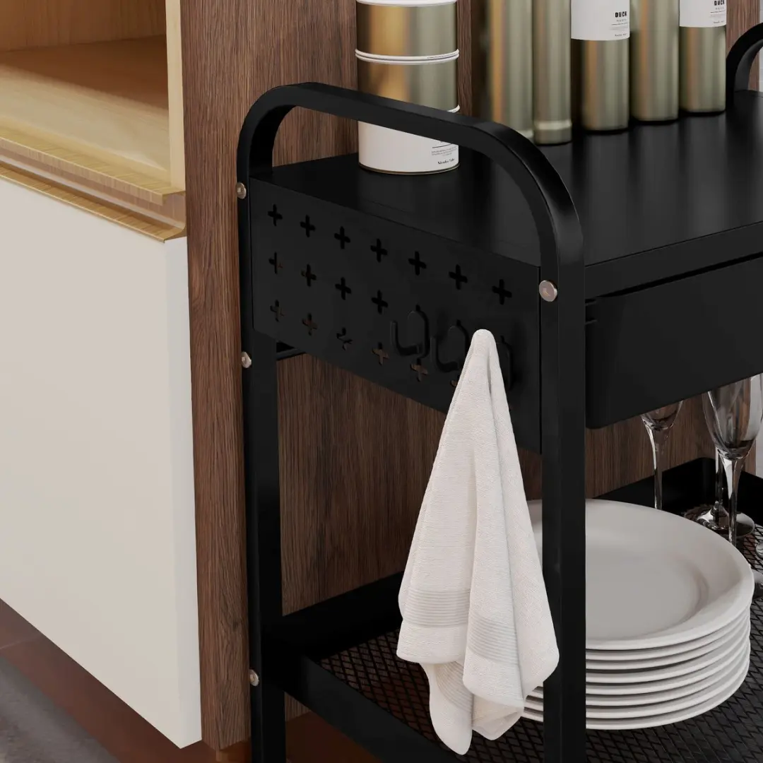 Homcom Rolwagen met lade 61x32,6x58,5cm - Schwarz