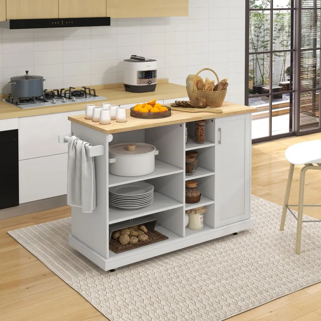 Homcom Keukeneiland 129x51x93cm - Wit