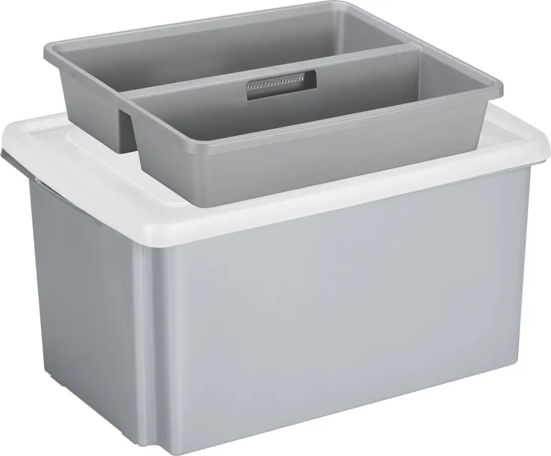 Sunware opslagbox 51 liter grijs 59 x 39 x 29 cm met deksel en organiser tray