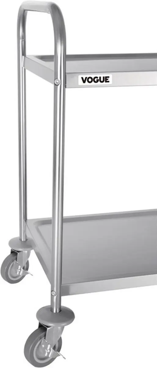 Vogue Serveerwagen HTF997 Keukentrolley - 2 Bladen - Zilver - 81x45,5x85,5cm
