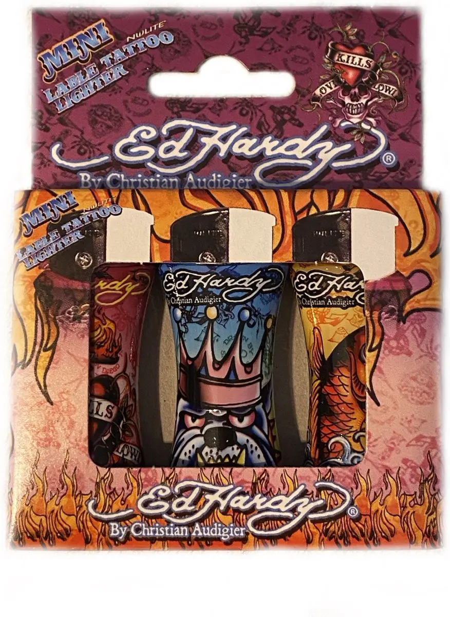 Ed Hardy Tattoo Aanstekers - 3 Stuks - Multikleur