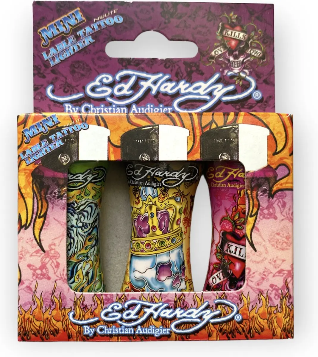 Ed Hardy Tattoo Aanstekers - 3 Stuks - Multikleur