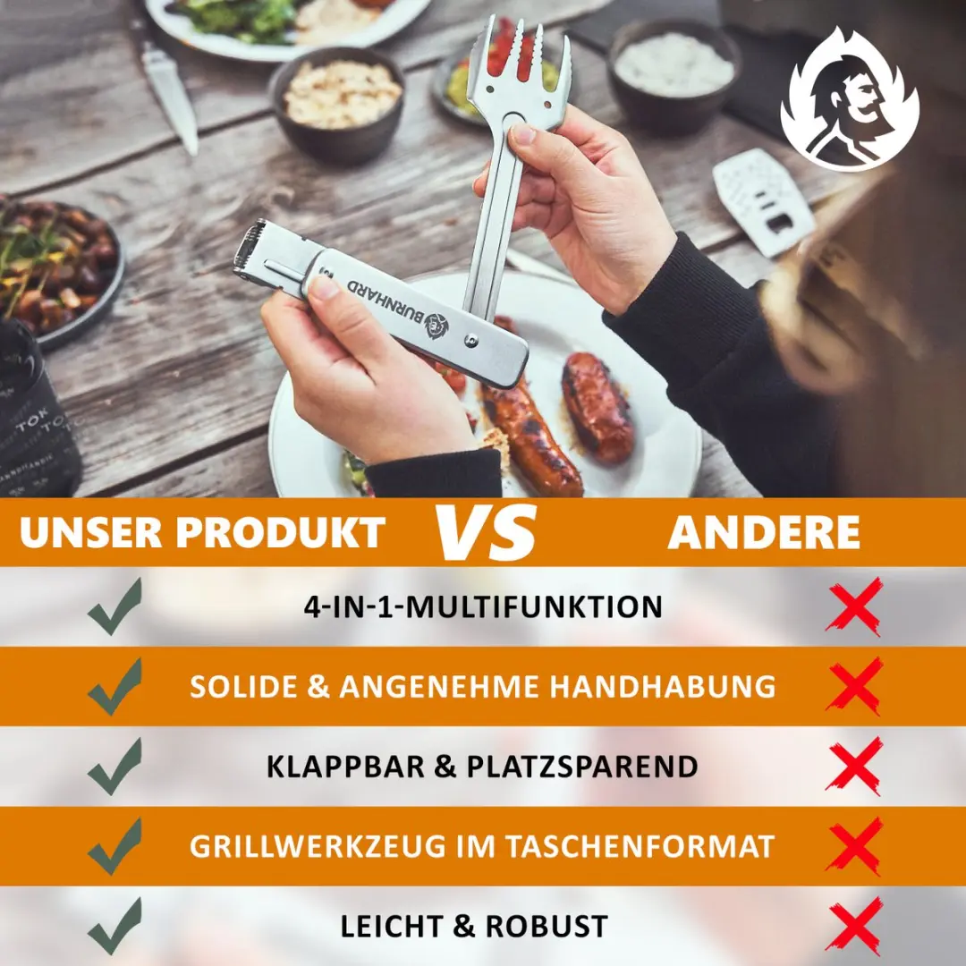 Burnhard Grillgereedschap Multitool 4-in-1 RVS - inklapbaar - afbeelding 6 van 6