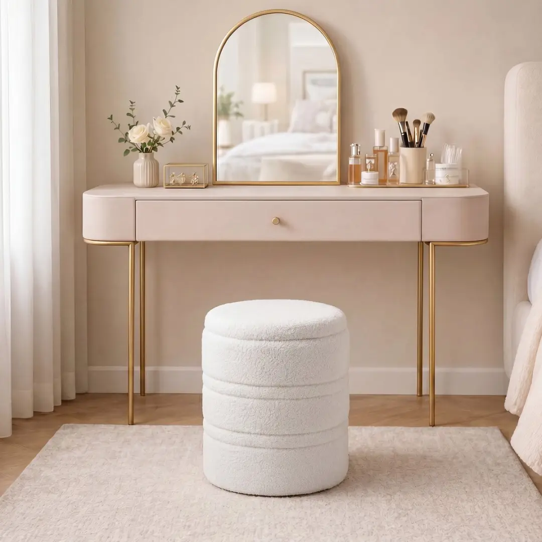 Homcom Storage Ottoman Sherpa Ø36,5cm - 33L - Wit