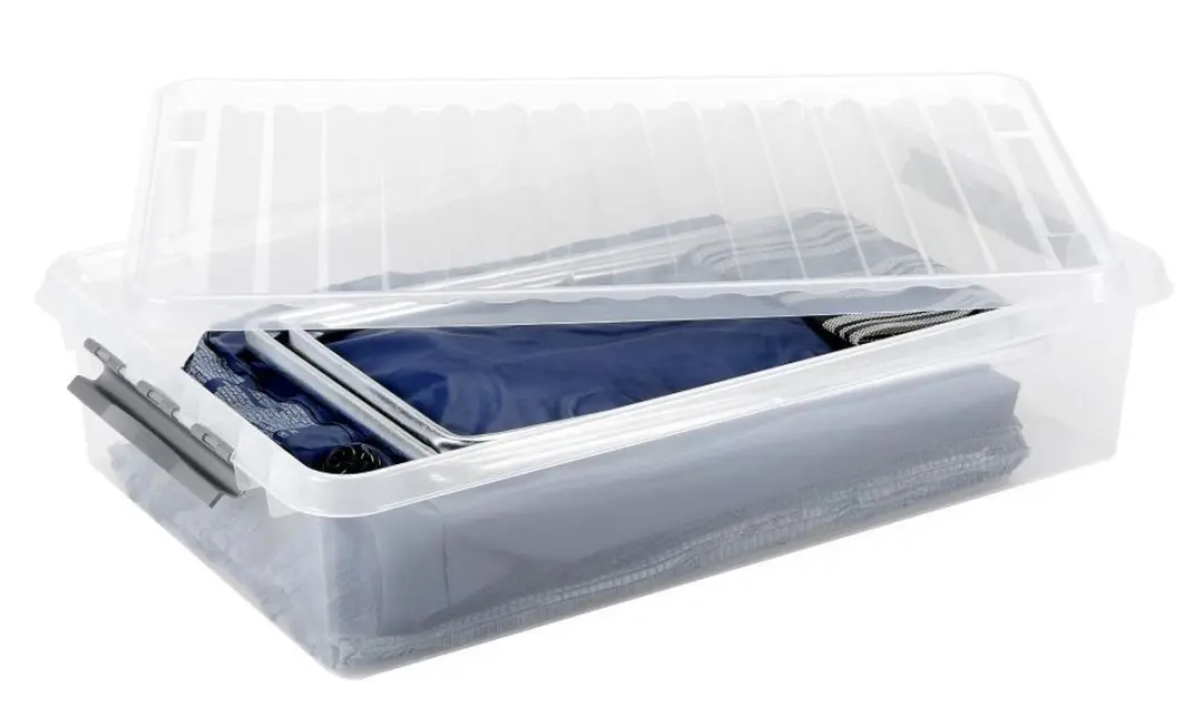 Sunware Q-line Opbergbox 60L - 80x50x18cm - Grijs/Transparant Metaal