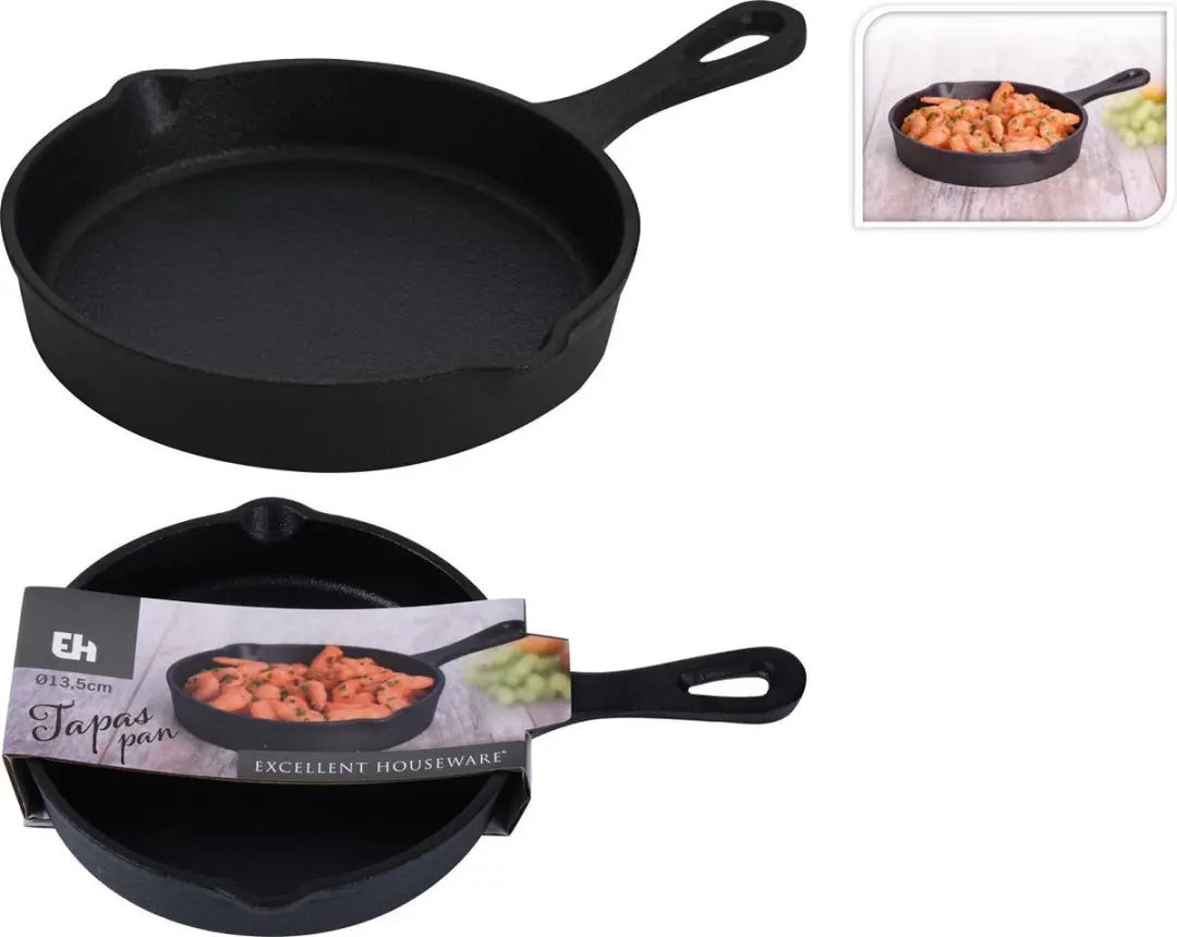 Excellent Houseware Tapaspan Gietijzer 14cm - Zwart