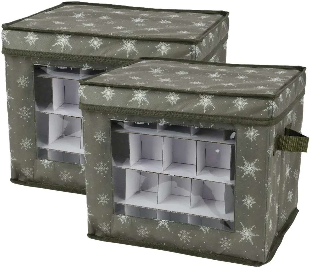Decoris Kerstballen Opbergbox Groen