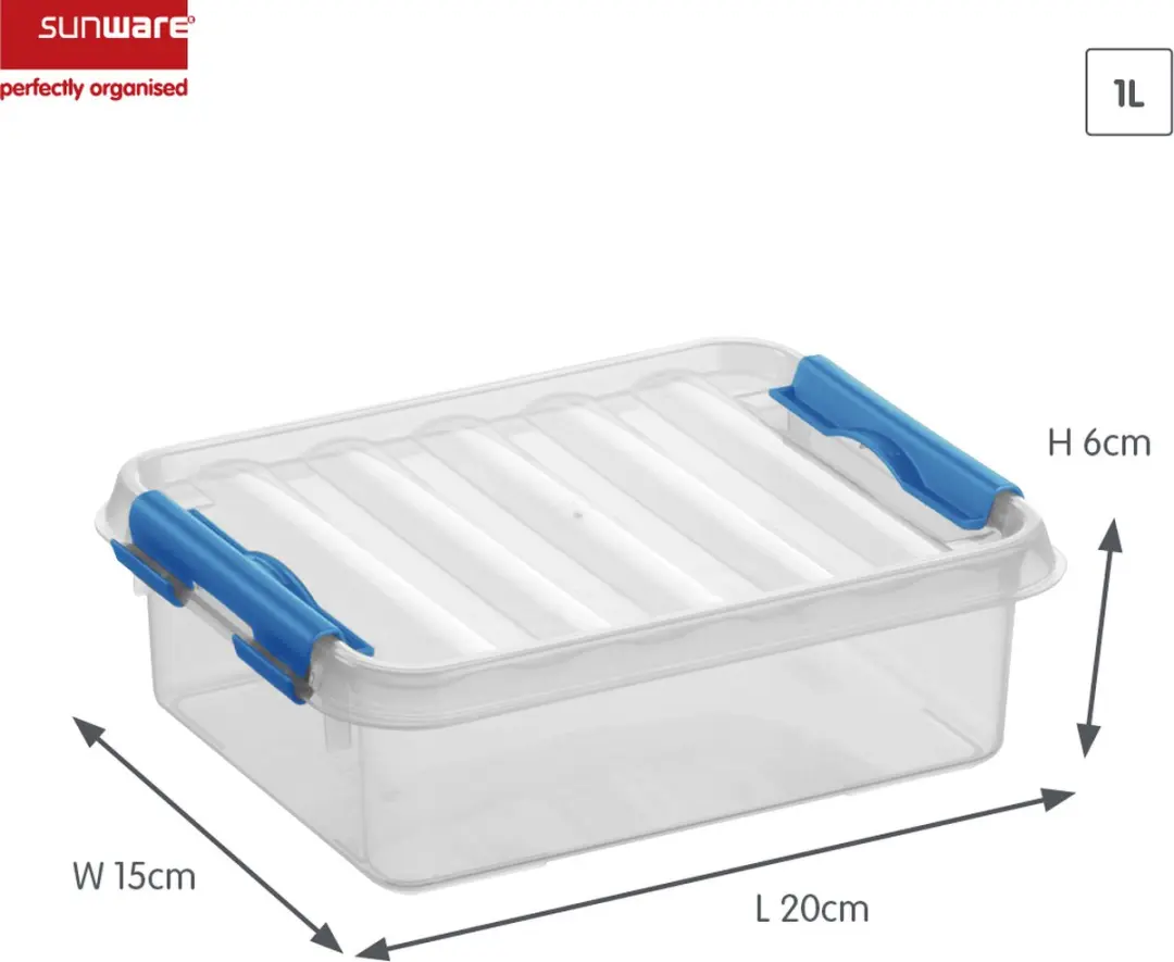 Sunware Q-line Opbergbox 1L - 20x15x6cm - Blauw