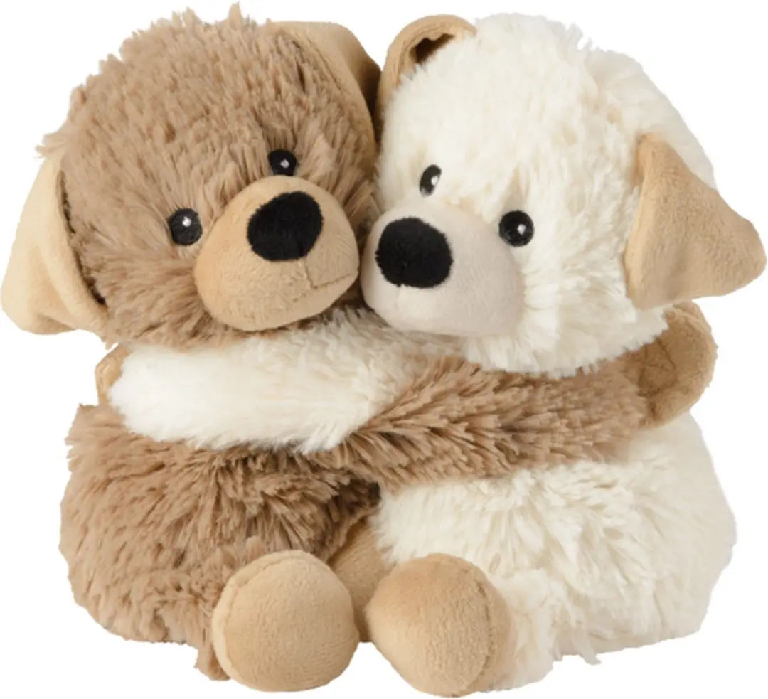 Warmies knuffelende vrienden hond warmteknuffel 20x18 cm bruin/creme