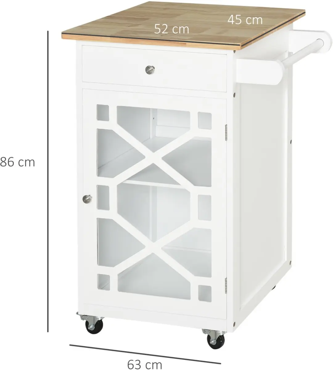 Homcom Keukenwagen 63x45x86cm MDF - Wit