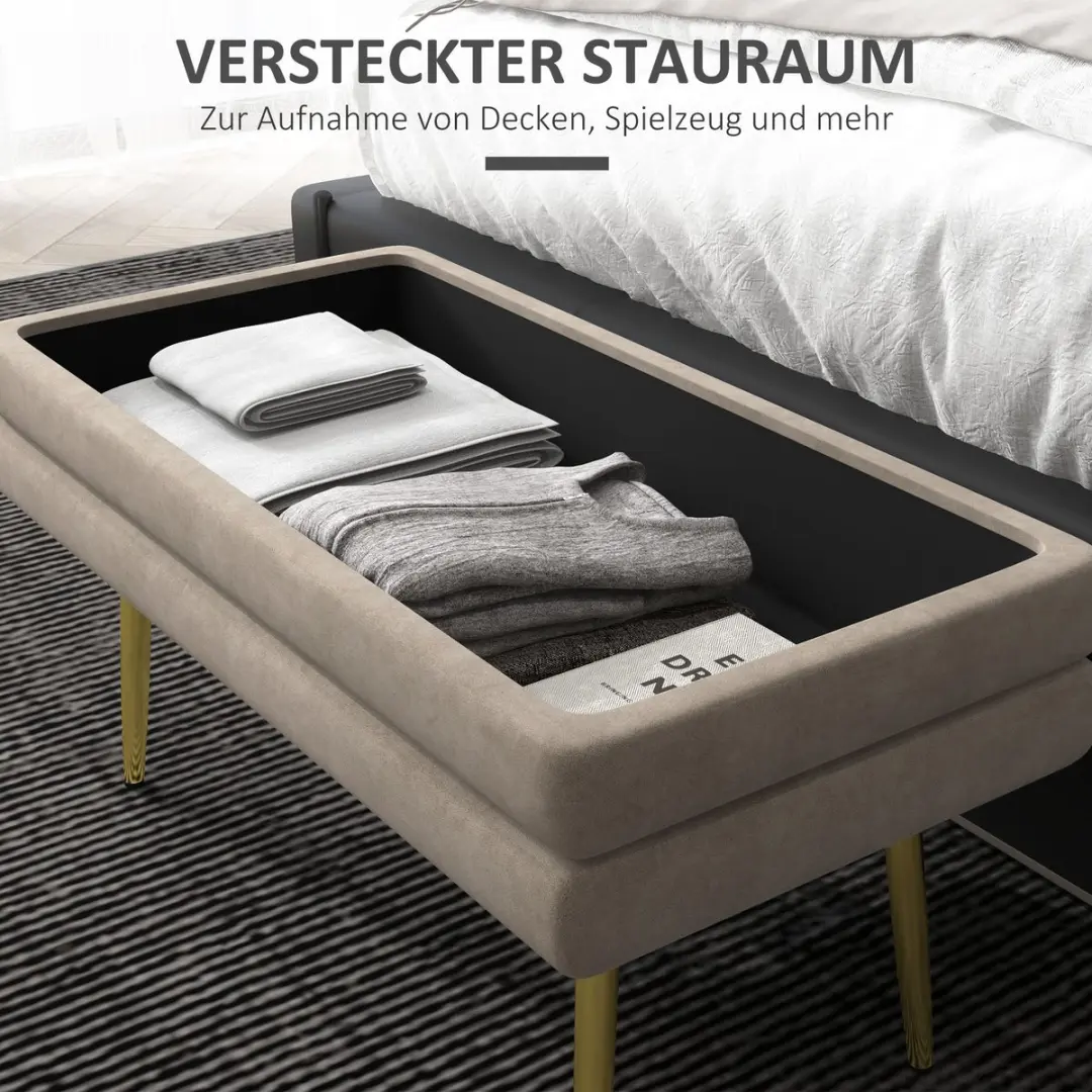 Homcom Sitzbank - 79,5x37,5x43cm - Beige - afbeelding 5 van 6