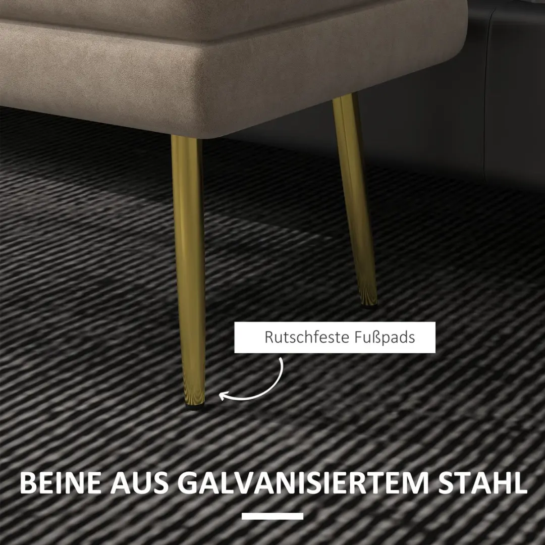 Homcom Sitzbank - 79,5x37,5x43cm - Beige - afbeelding 4 van 6