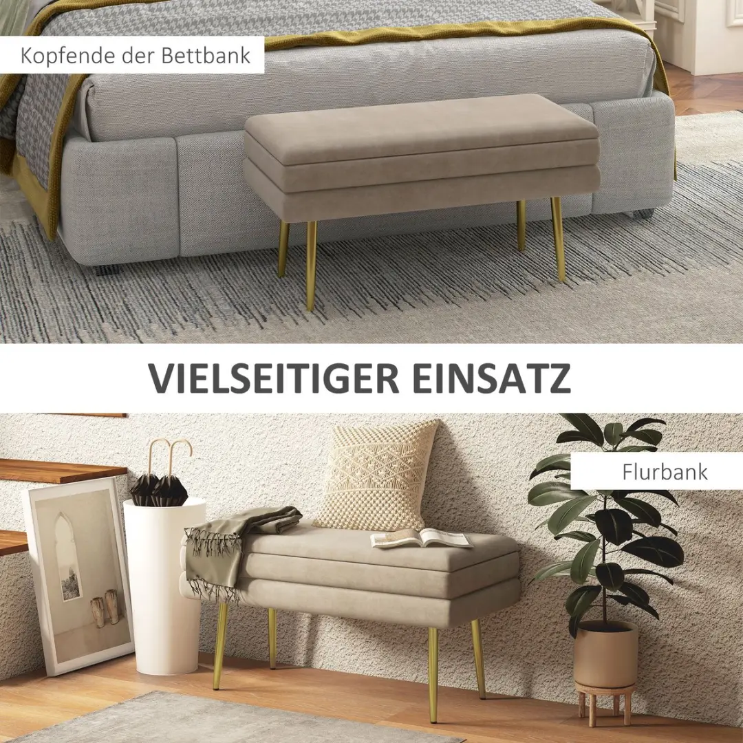 Homcom Sitzbank - 79,5x37,5x43cm - Beige - afbeelding 6 van 6