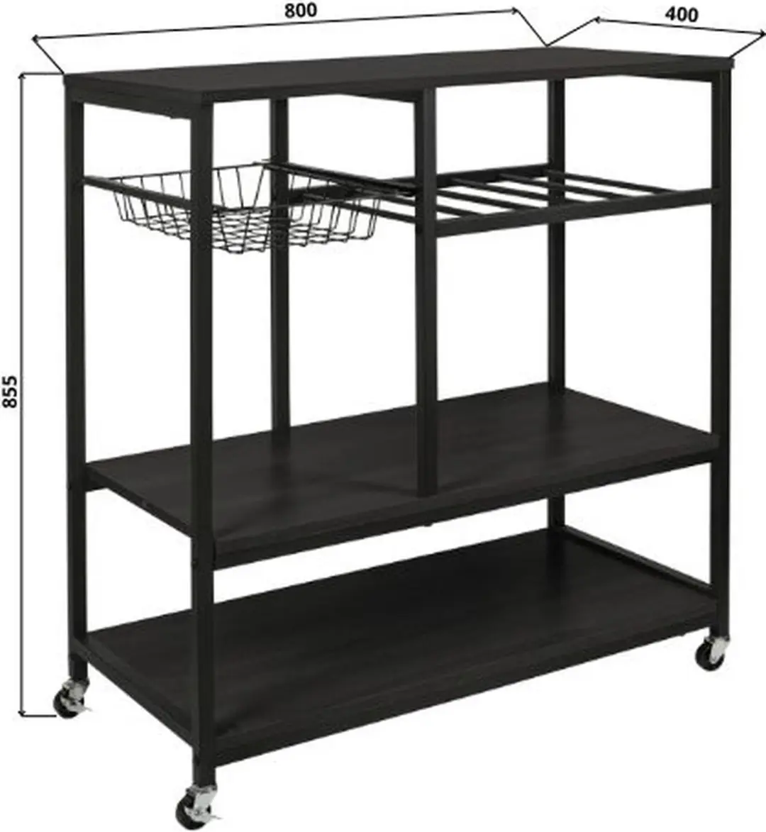 Erro ERROREK499564 Keukentrolley - 80x40x85cm - Zwart
