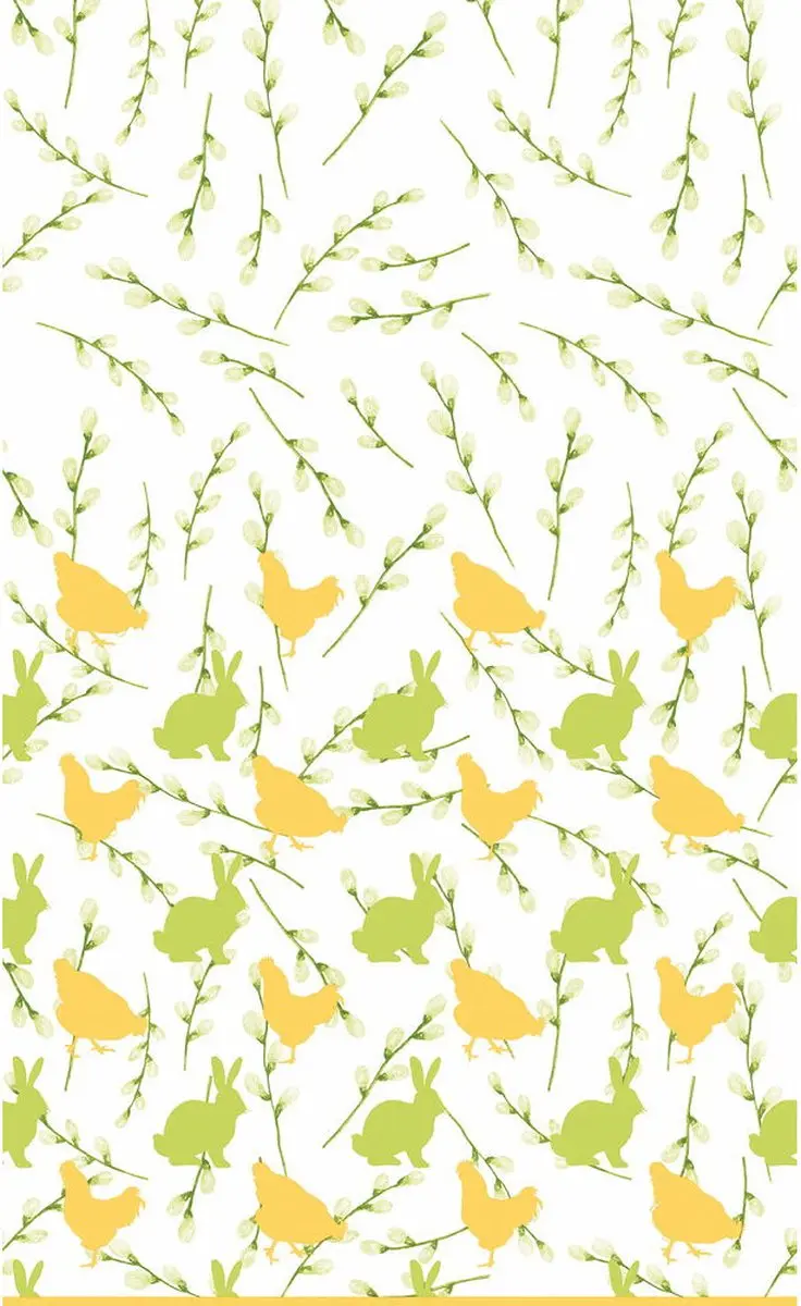 Duni Pasen Tafelkleed Konijnen & Hanen - 138x220cm - Geel/Groen