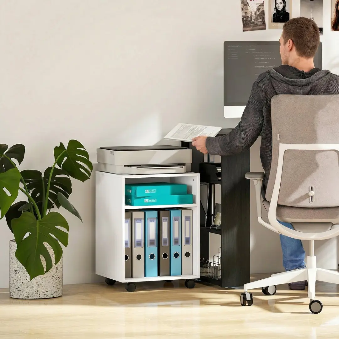 Homcom Printerkast 40x35x56cm - Wit - afbeelding 6 van 6