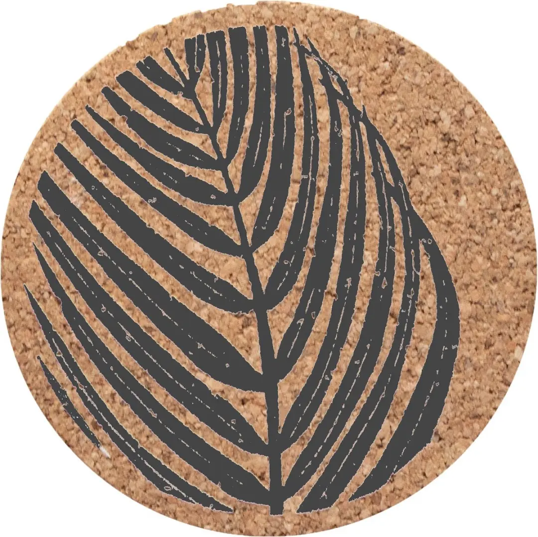 Liga Palmblad Onderzetters - 4 Stuks - Kurk - Beige