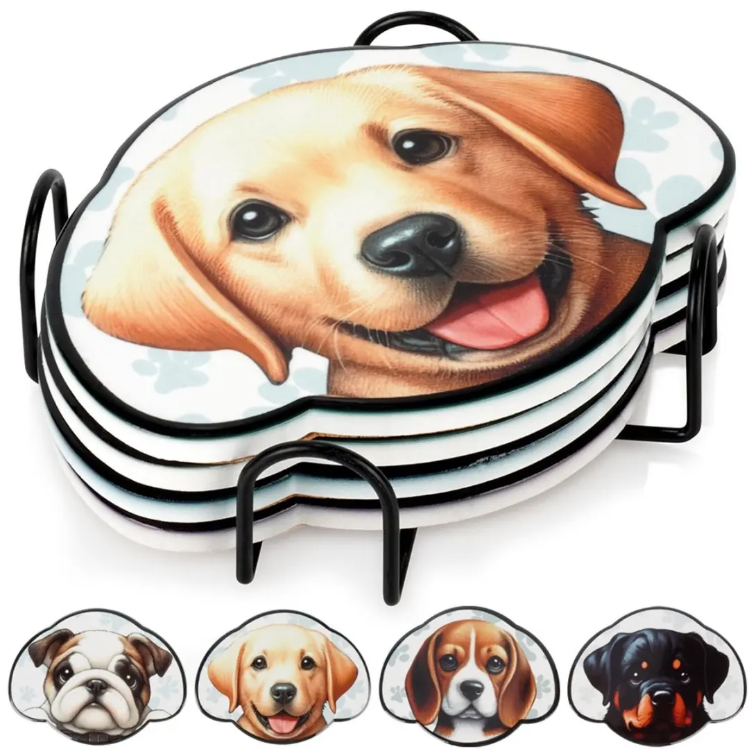 Excellent Houseware Onderzetters Hond - 4 Stuks - Veelkleurig