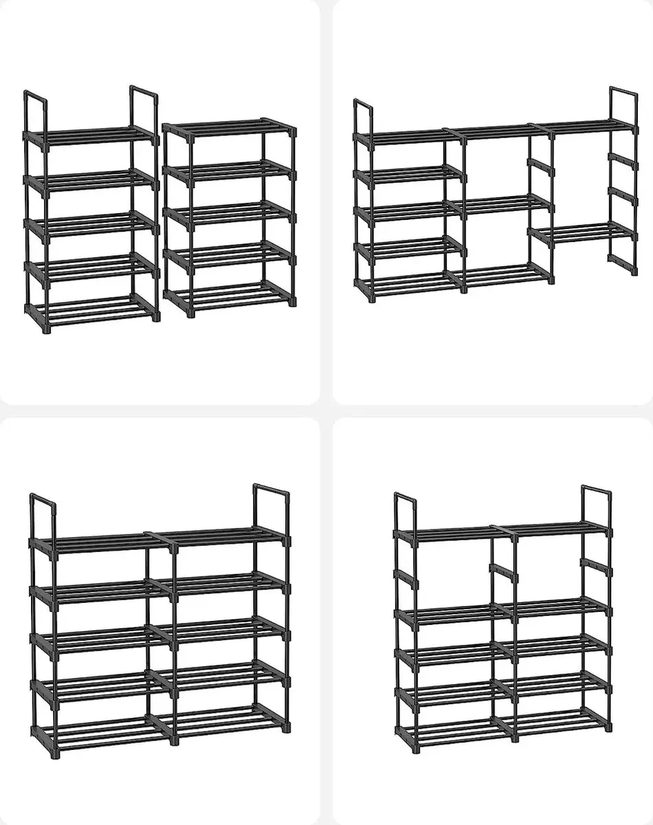 Songmics Schoenenrek LSA25BK - 10 Vakken - 20 Paar - 45x30x174cm Zwart - afbeelding 3 van 3