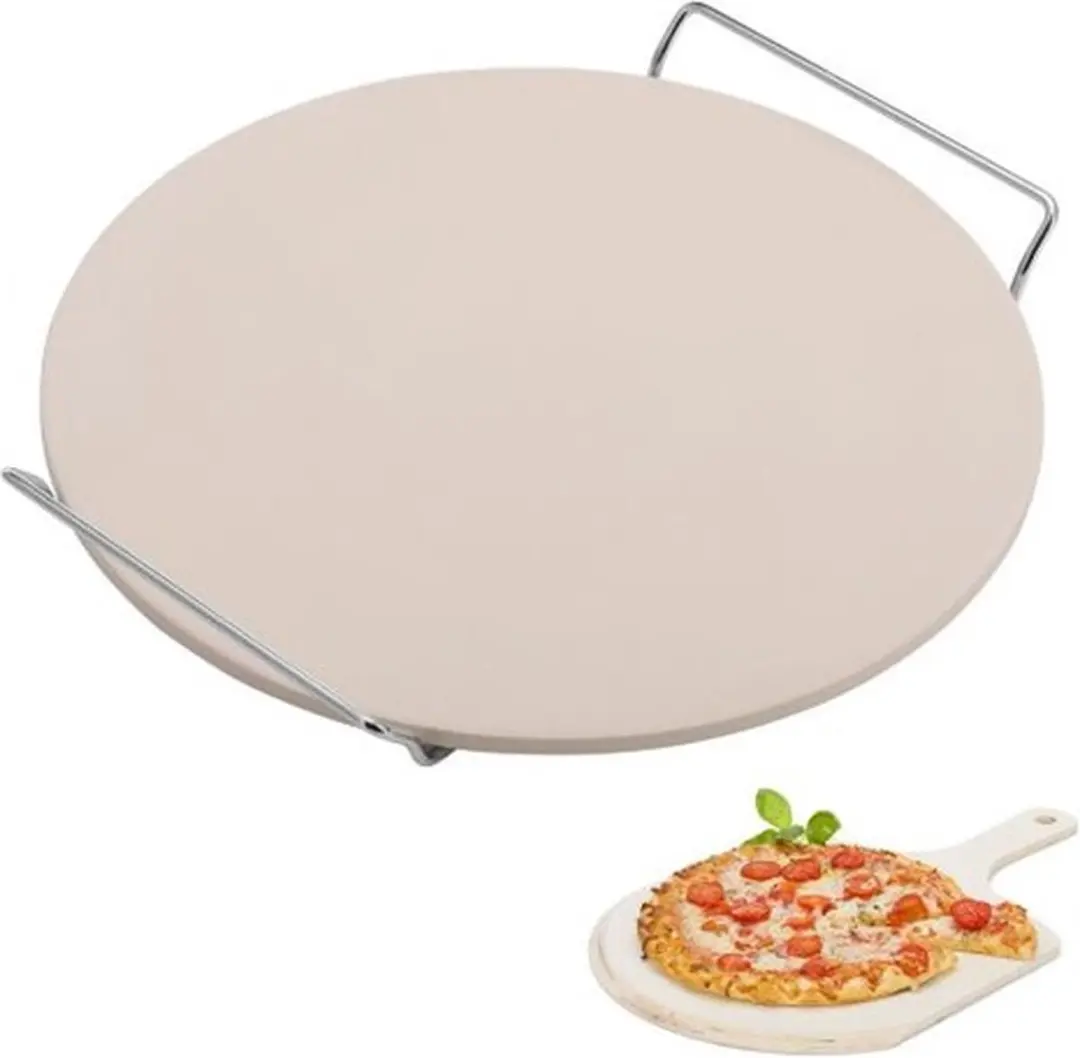 Westmark Pizzasteen Ø33cm - Porselein/Rvs Wit