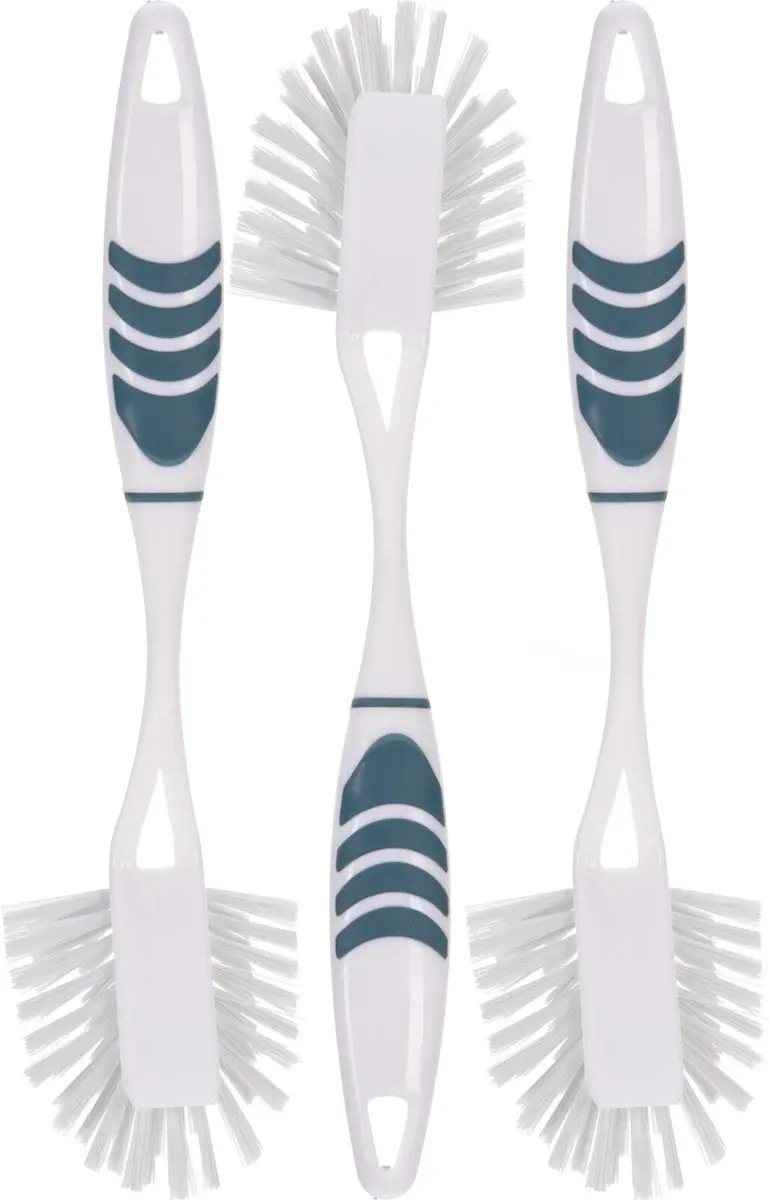 Afwasborstel met ophang lus - 3x stuks - blauw - 29 cm