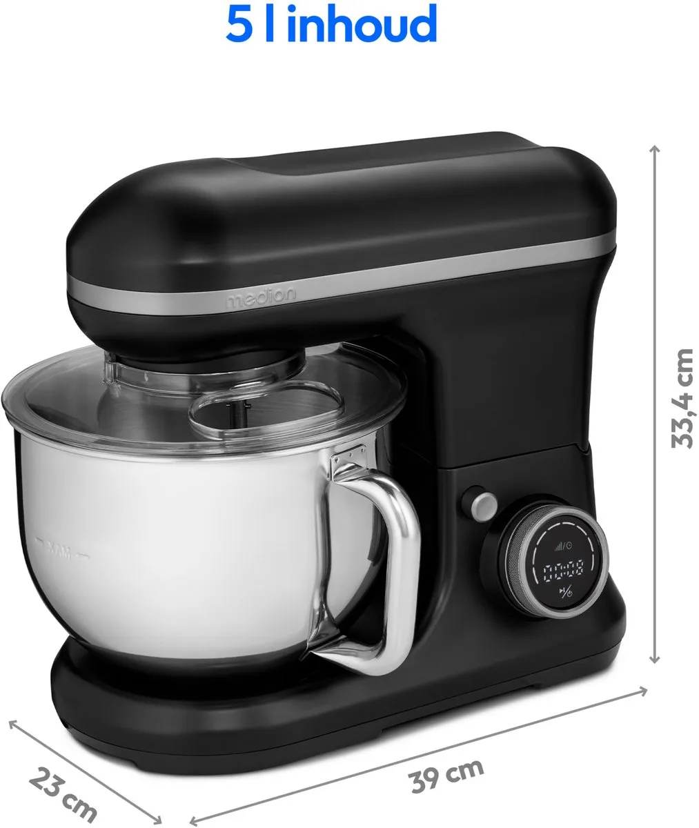 Medion MD18420 Keukenmachine 1200W - 8 standen - 5L - Zwart