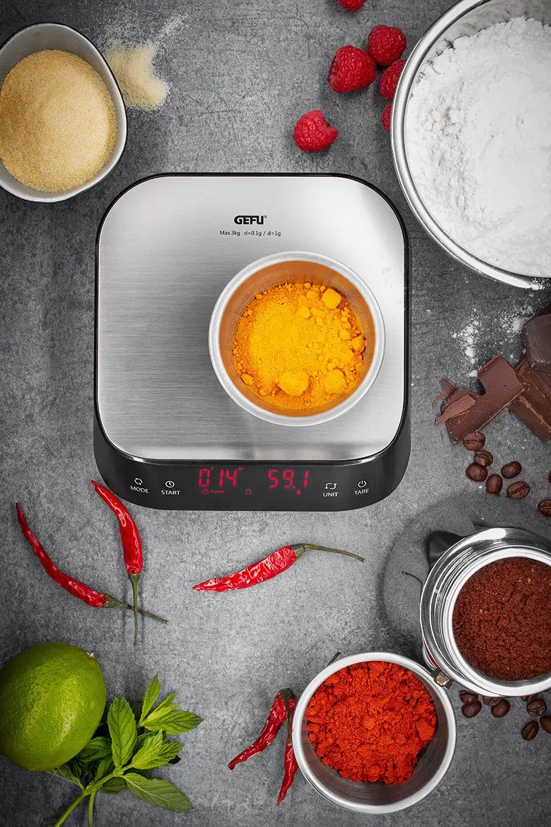GEFU PREZISO Precisie Weegschaal 3kg - 0,1g - Zilver/Zwart - afbeelding 6 van 6
