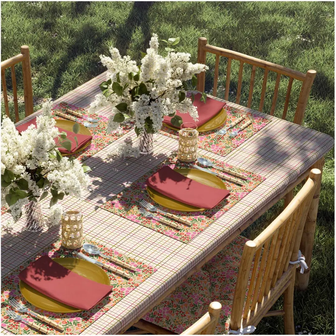 BINK Bedding Tafelkleed Robin Acryl Gecoat Katoen 145x100cm - Roze