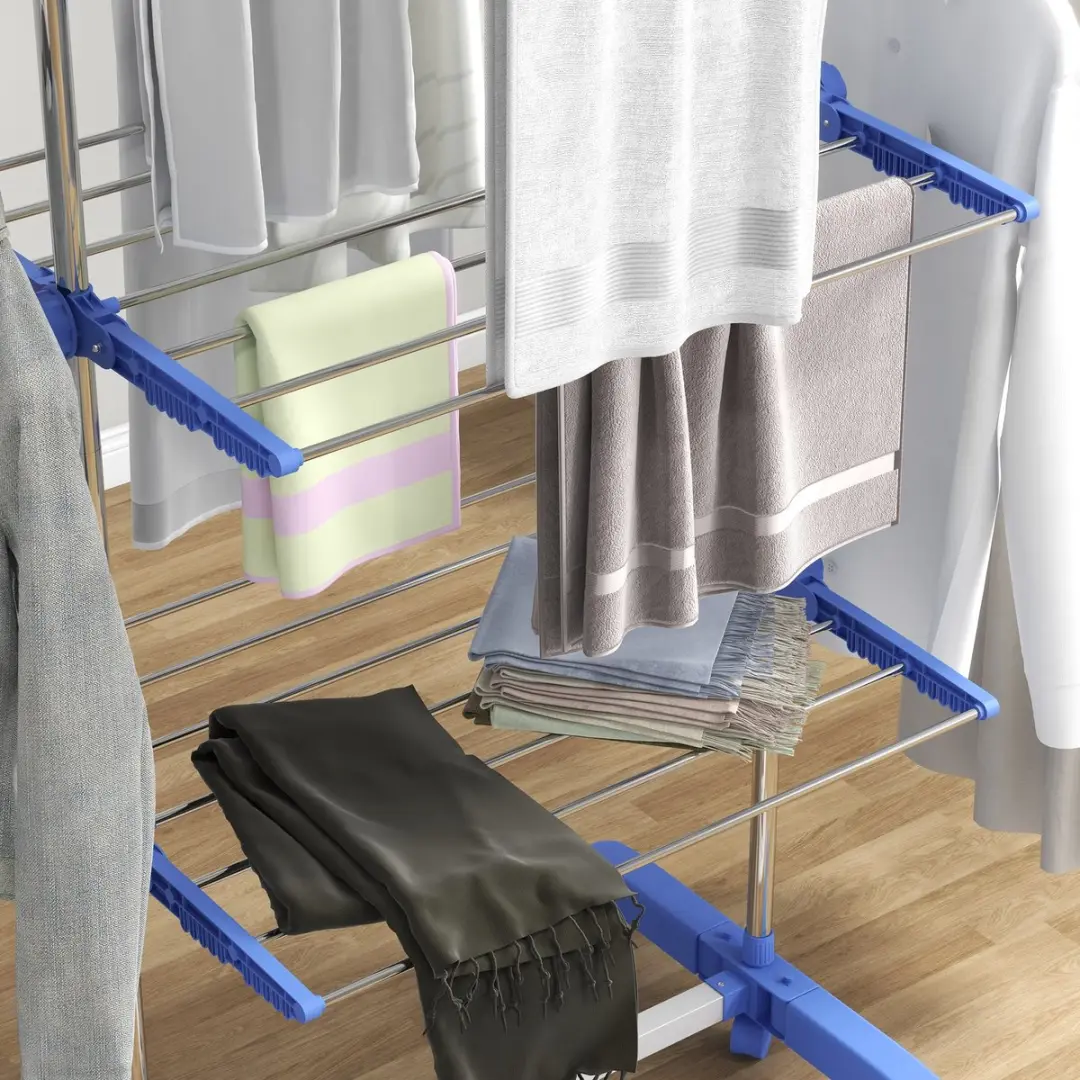 Homcom Wäscheständer Edelstahl - 142x55x152cm Blau
