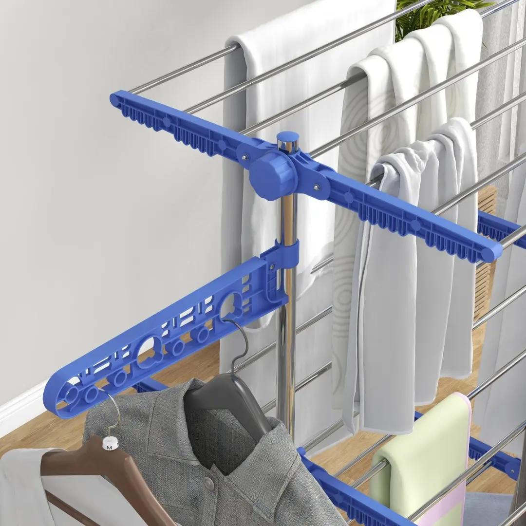 Homcom Wäscheständer Edelstahl - 142x55x152cm Blau