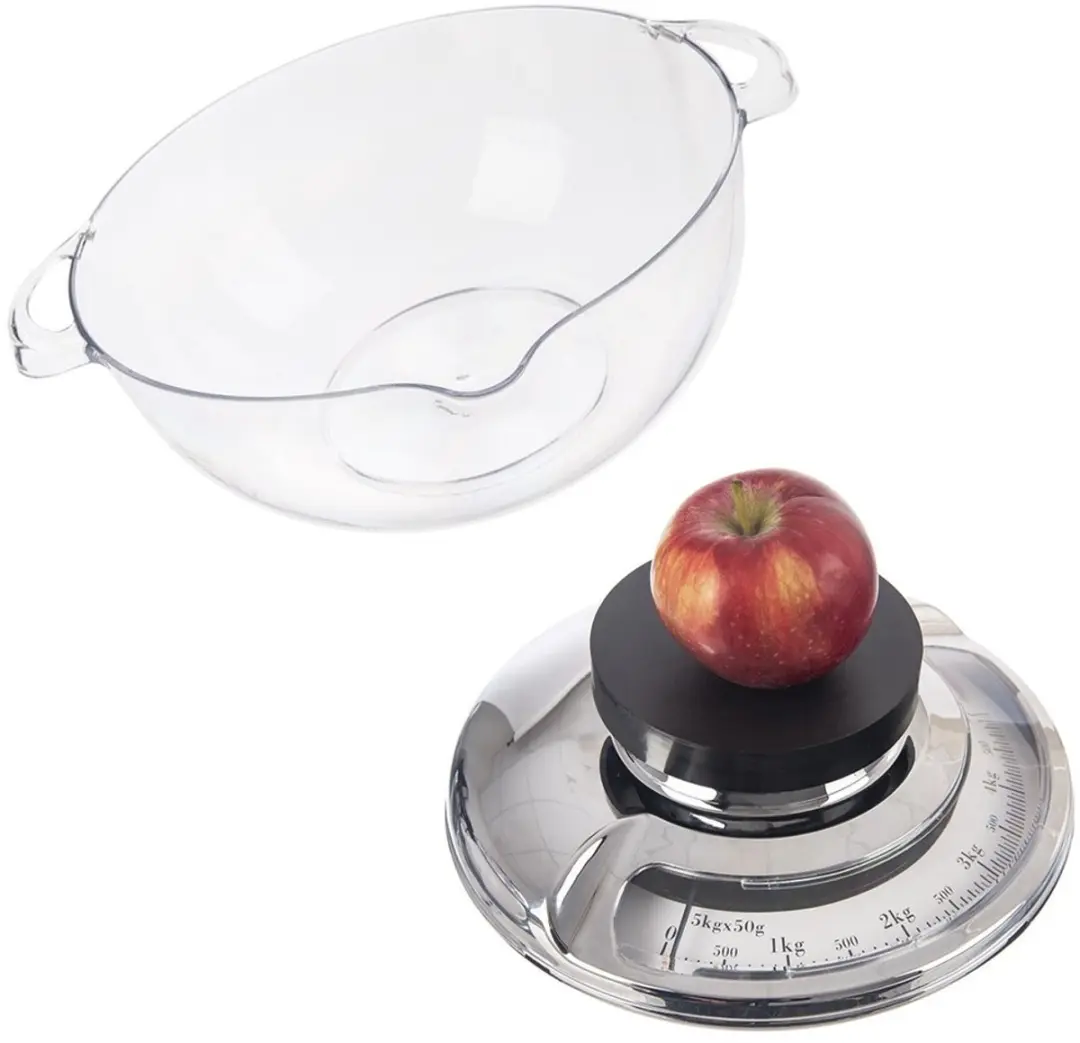 Orion Mechanische Keukenweegschaal 5kg - Retro Design Zilver/Transparant