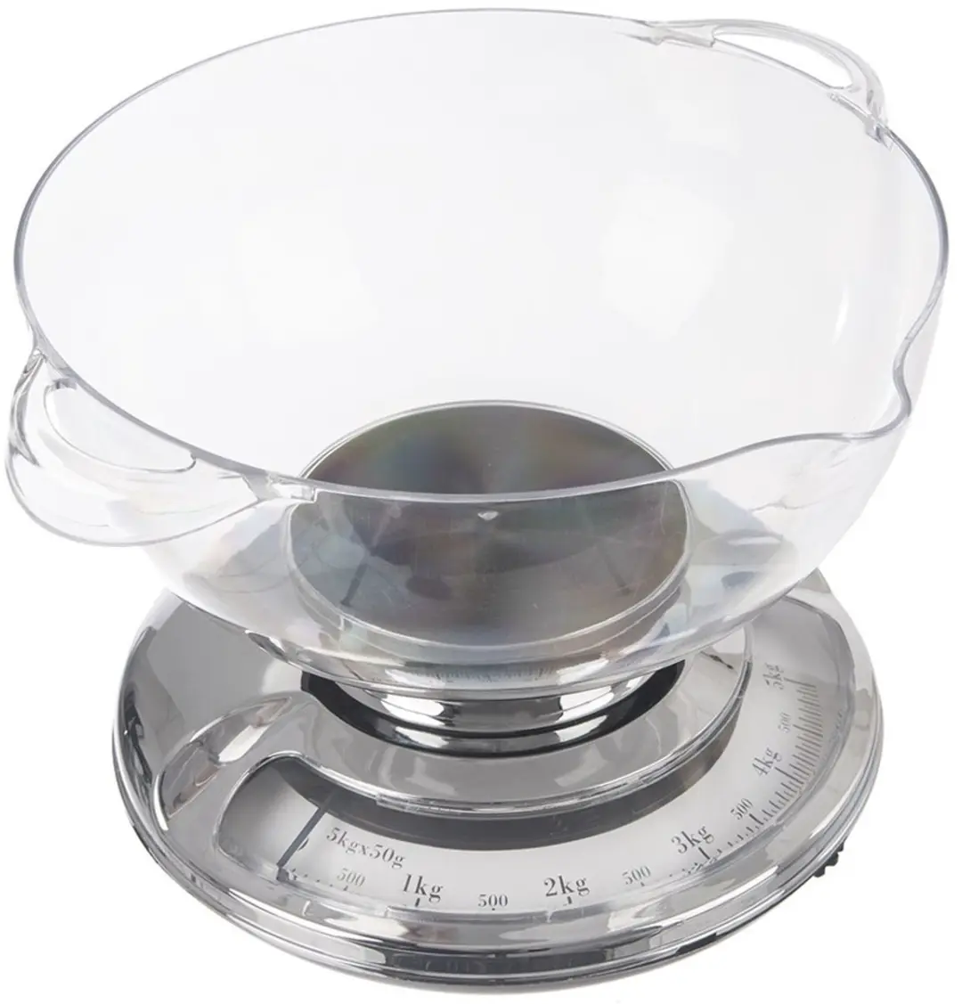 Orion Mechanische Keukenweegschaal 5kg - Retro Design Zilver/Transparant - afbeelding 6 van 6