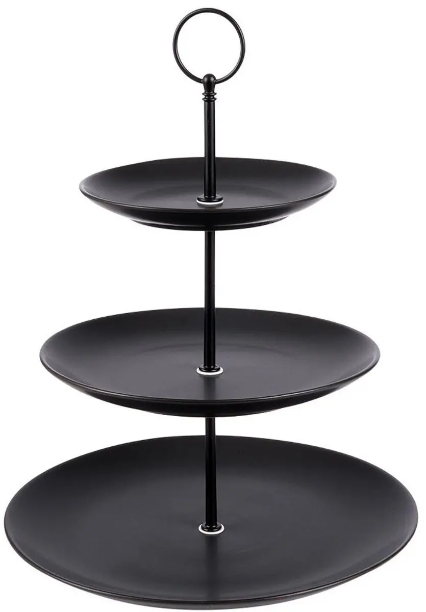 Svenska Living Etagère 3-laags Porselein - 16 x Ø26cm - Zwart