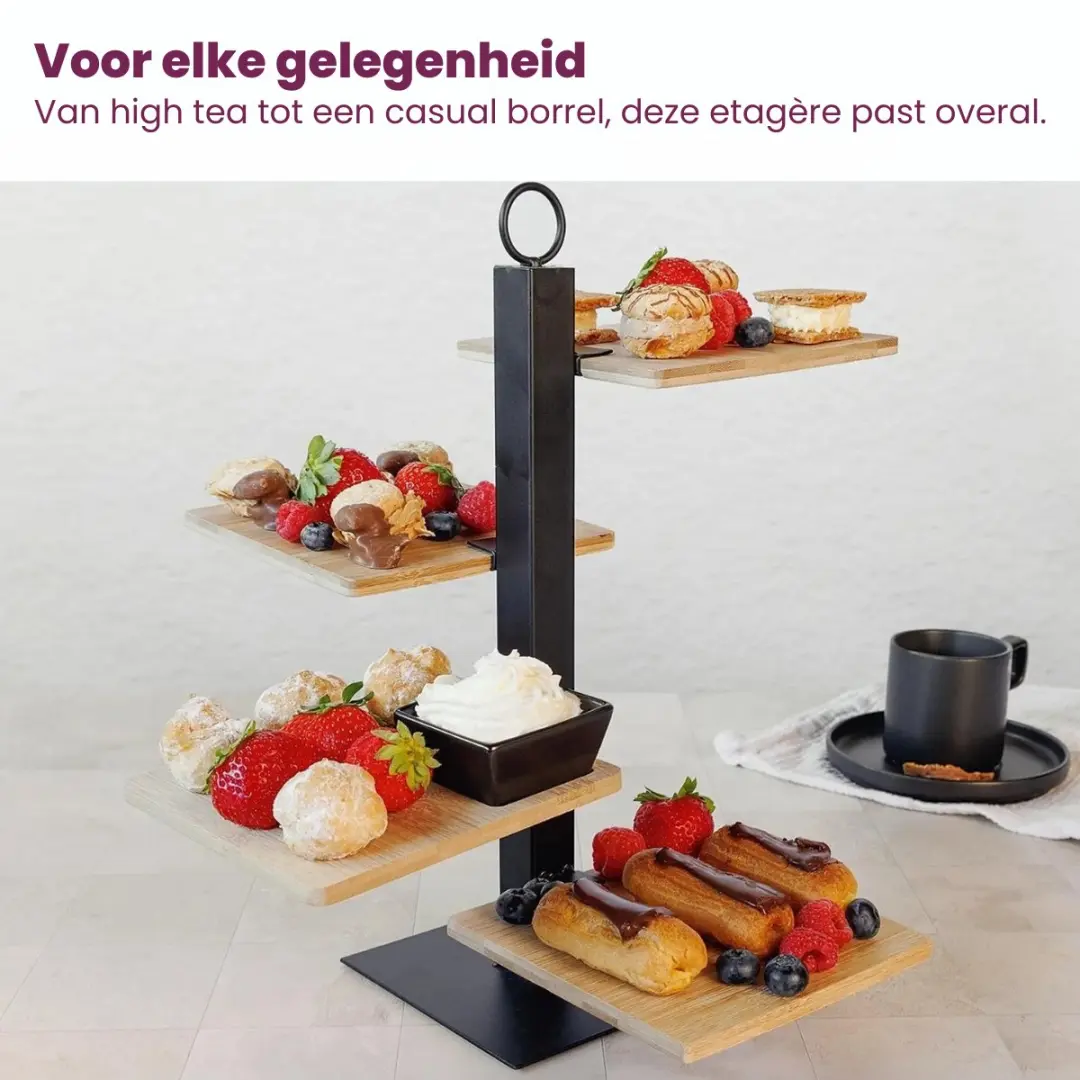 Cosy&Trendy Etagere 4 Laags - Zwart Metaal