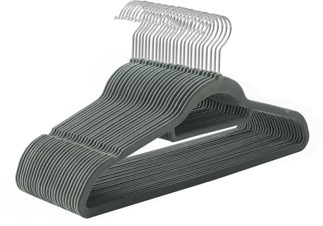 Songmics Kledinghangers 50 Stuks - Antislip Grijs