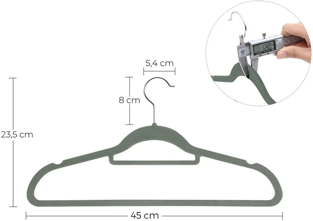 Songmics Kledinghangers 50 Stuks - Antislip Grijs