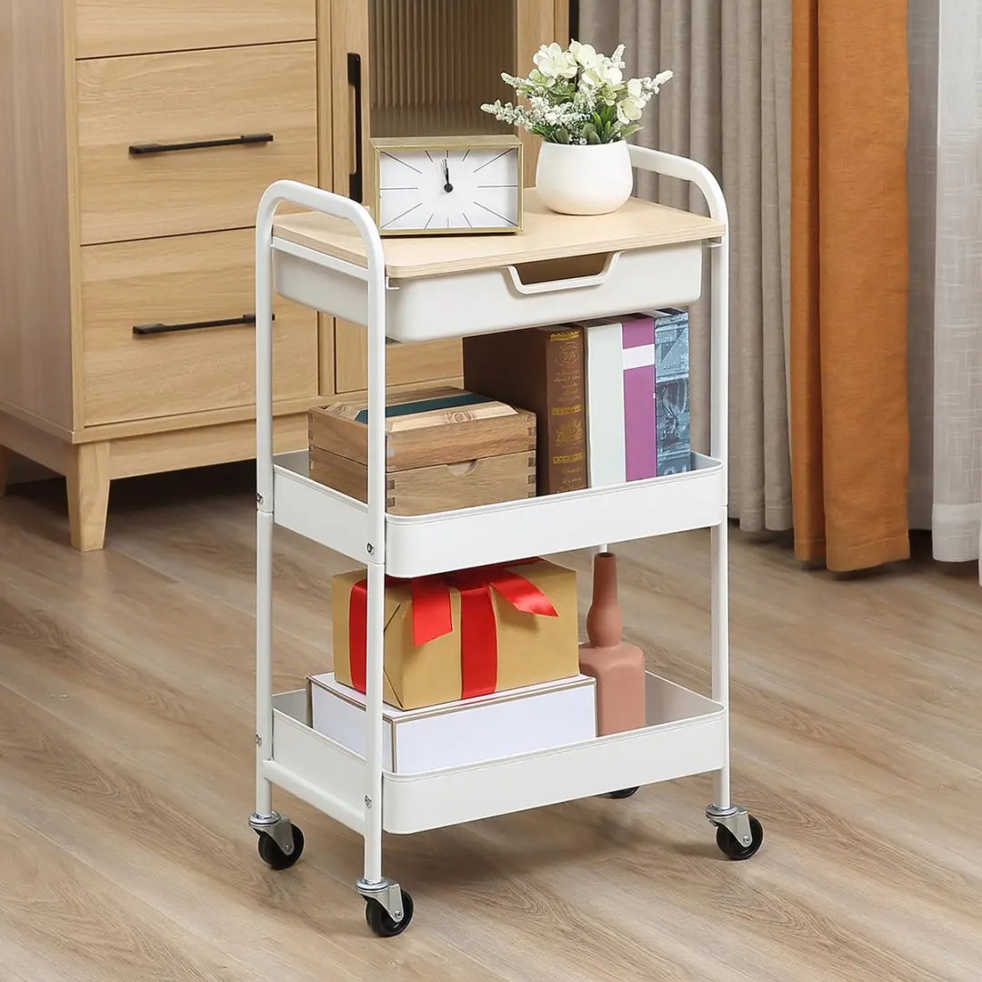 Homcom Nutsvoertuigwagen 850-191 - 43,9x30,5x75,6cm Wit