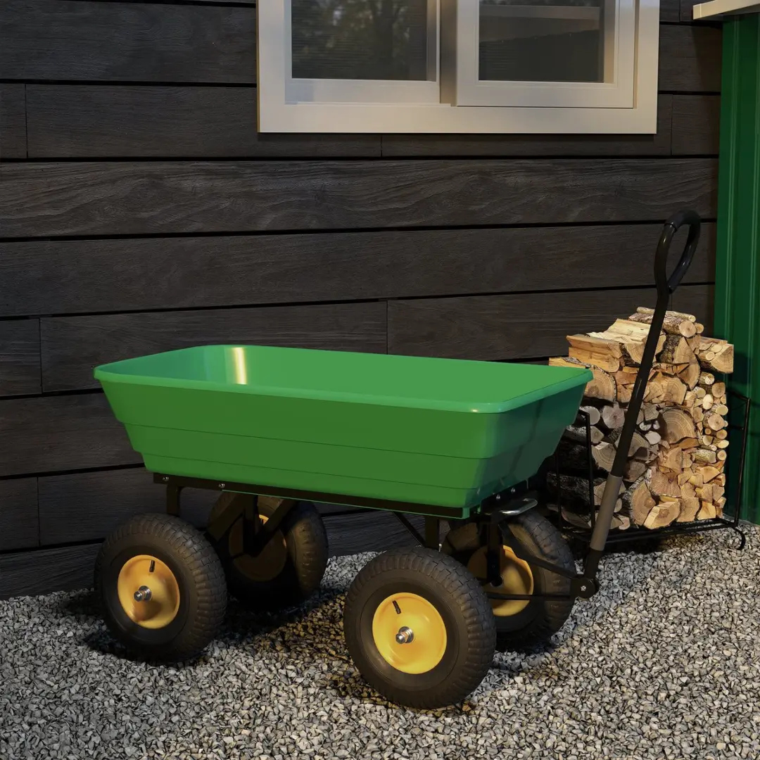 Outsunny Tuinwagen - 109L - 52x94cm - Donkergroen