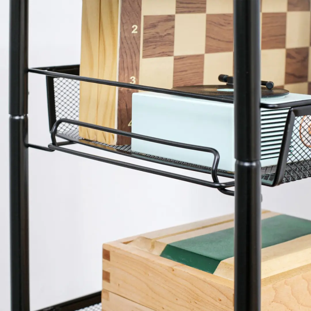 Homcom Serveerwagen Staal 45x26,5x84cm - Zwart - 4 Niveaus