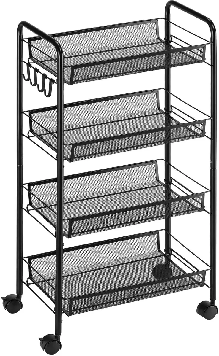 Homcom Serveerwagen Staal 45x26,5x84cm