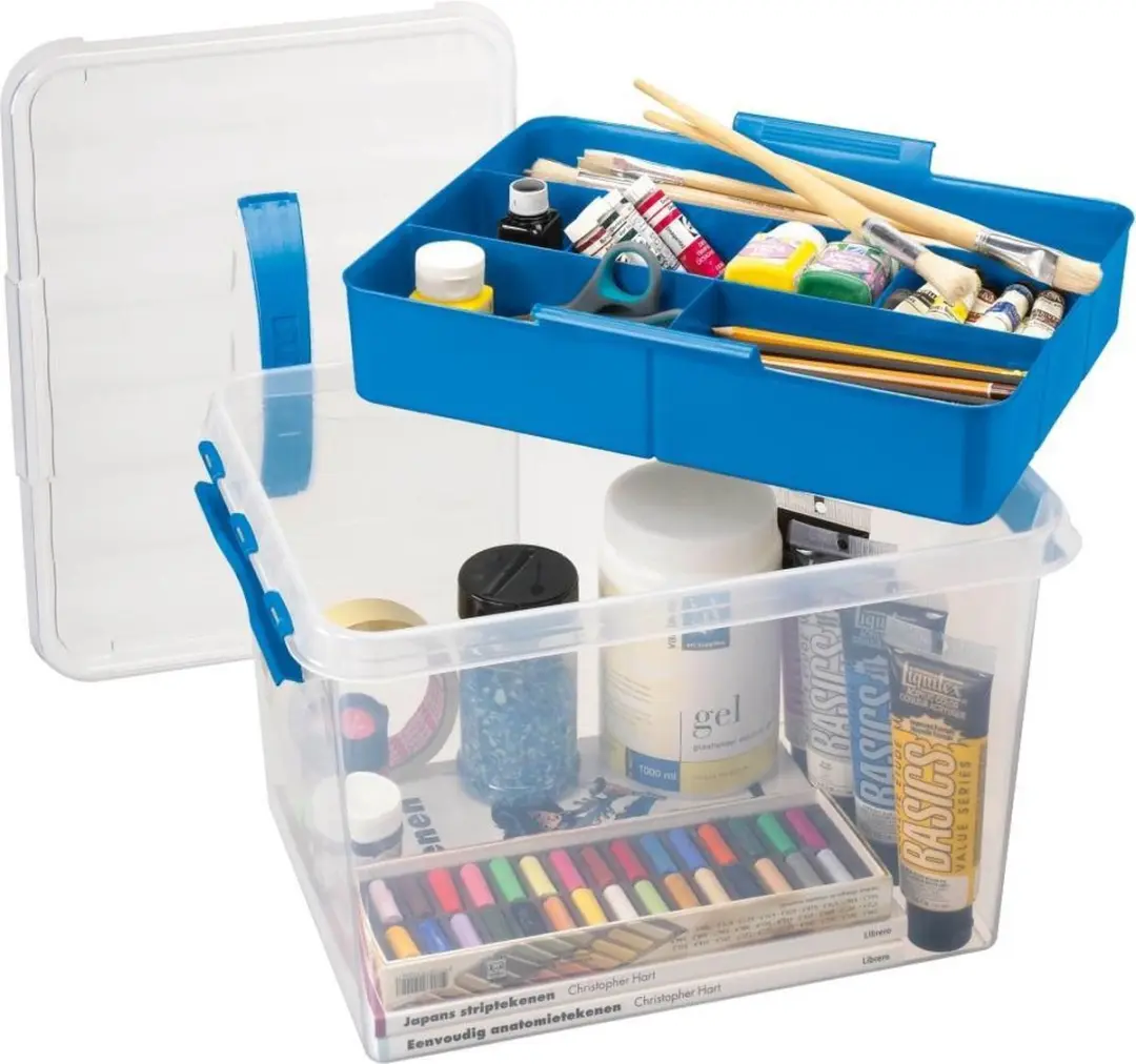 Sunware Q-line Opbergbox 22L - 40x30x26cm - Transparant/Blauw - afbeelding 3 van 4