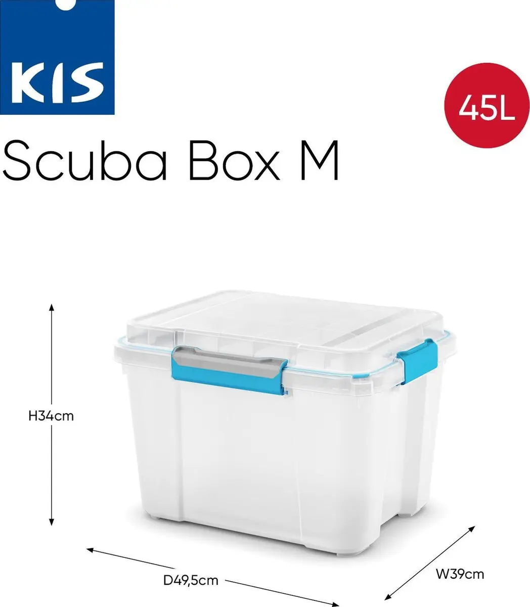 KIS Scuba Opbergbox M 45L - Wit/Blauwe Clips