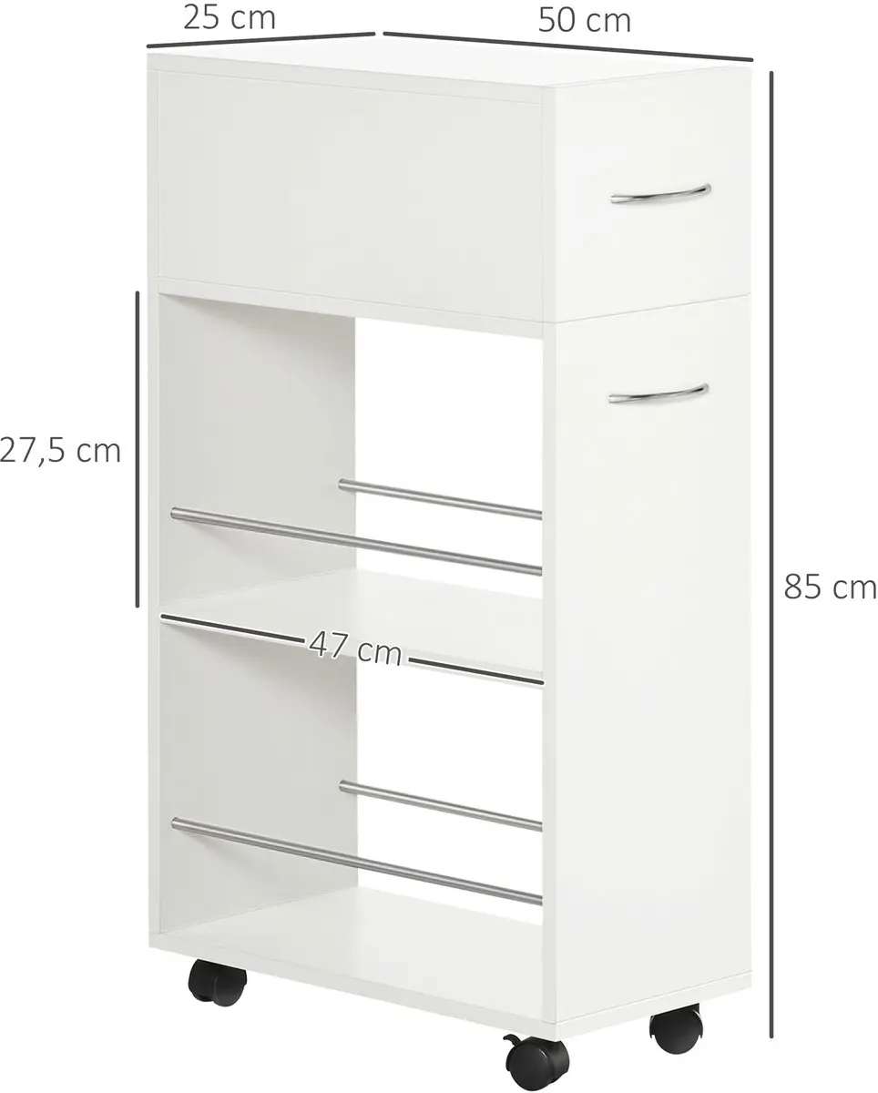 Homcom Keukenwagen 801-240V80 - 25x50x85cm - Wit