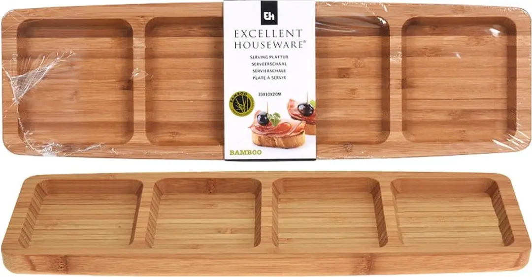 Excellent Houseware Bamboe Serveerschaal 33cm