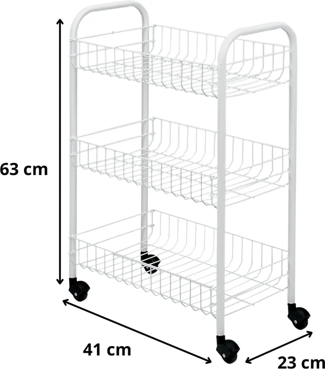 Metaltex Siena Keukentrolley 340633 - Wit - 41x23x63cm - afbeelding 2 van 6
