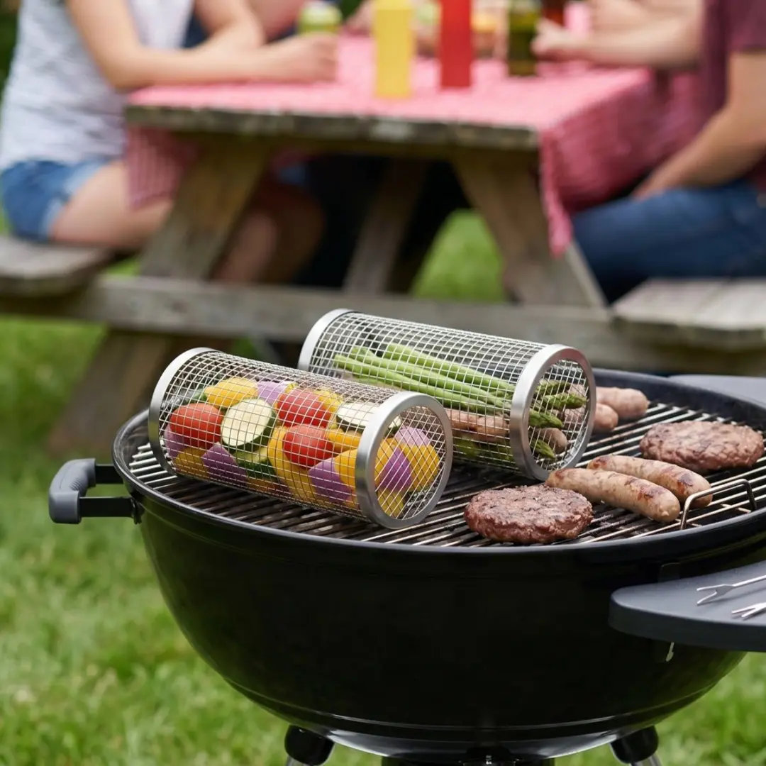 Cookinglife Rollende Grillmanden RVS Ø9x20cm - Set van 2