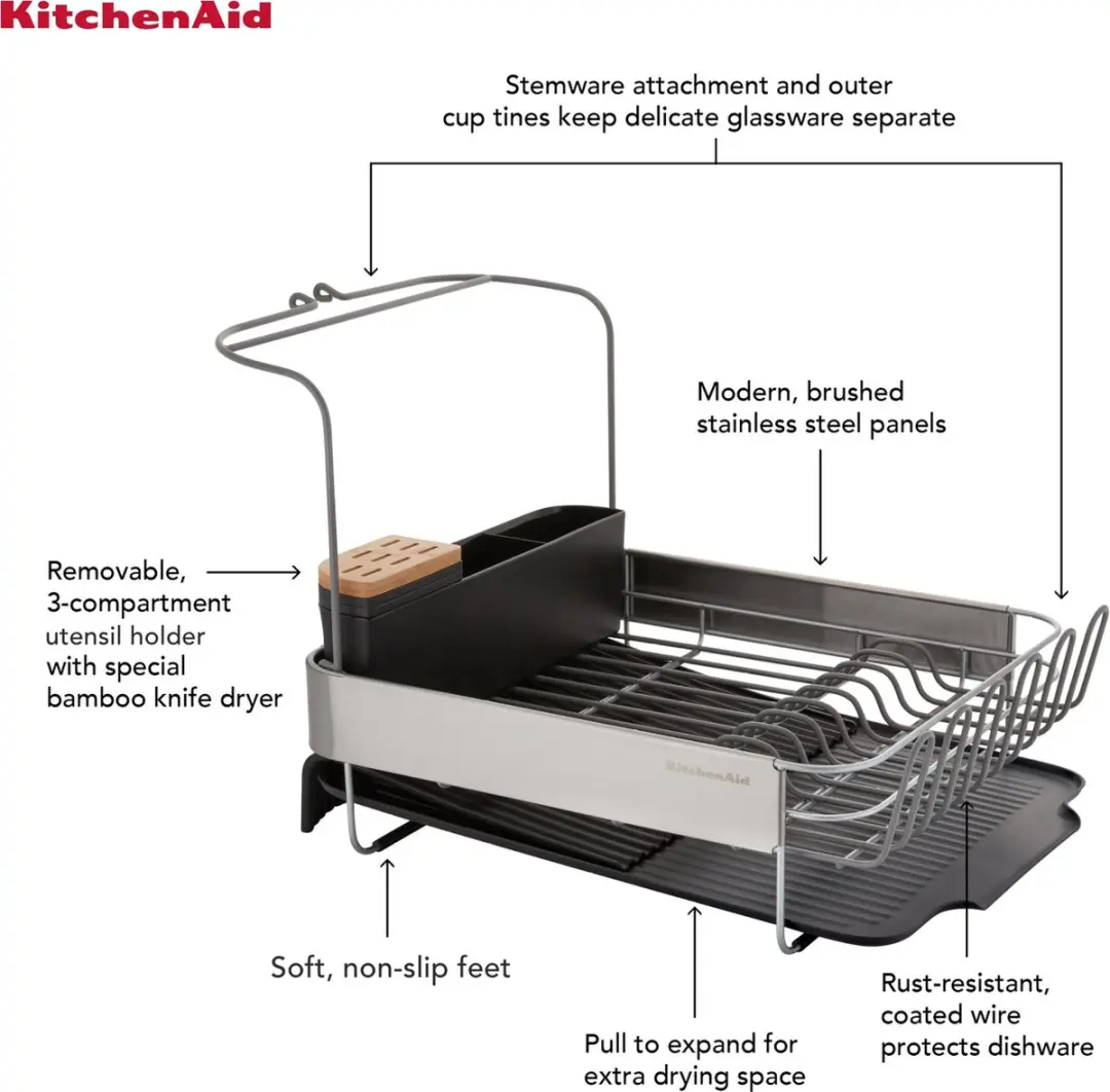 KitchenAid Afdruiprek 61x52cm - Grijs - RVS - afbeelding 2 van 6